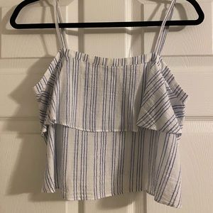 Avec Les Files tank top, Size Small, White and blue stripes